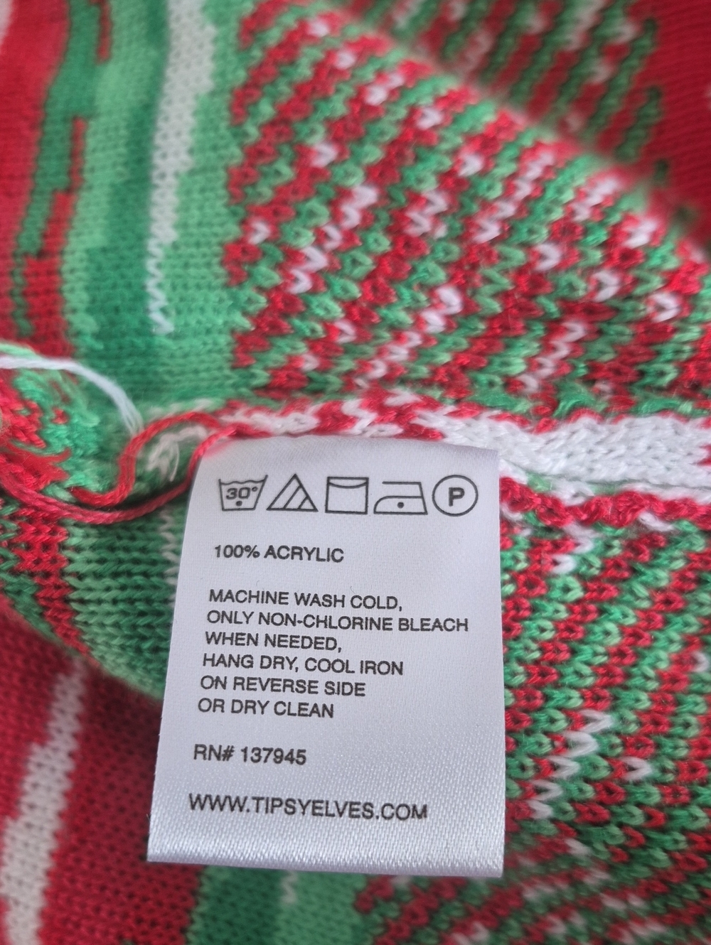 Tipsy Elves Red, Green & White Unicorn Holiday Cardigan - Picture 10 of 16